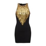 Pailletten Mouwloze Feestjurk Balmain , Black , Dames