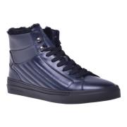 Trainers in dark blue quilted leather and leather Baldinini , Blue , H...