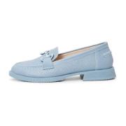 Leren blokhak loafers - Blauw Cesare Gaspari , Blue , Dames