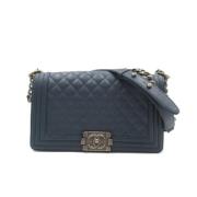 Pre-owned Leather shoulder-bags Chanel Vintage , Blue , Dames