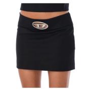 Zwarte Twill Mini Rok Aw24 Diesel , Black , Dames