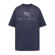 T-shirt met bedrukt logo Etro , Blue , Heren