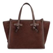 Suède handtas met leren handvatten Gianni Chiarini , Brown , Dames