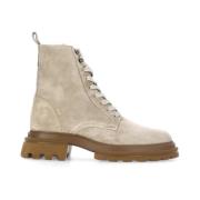 Beige Suède Combat Boots met Rits Hogan , Beige , Dames