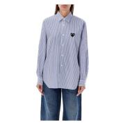 Gestreept Hart Patch Shirt Aw24 Comme des Garçons , Blue , Dames