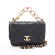 Pre-owned Leather shoulder-bags Chanel Vintage , Black , Dames