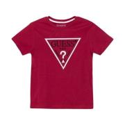 Geborduurd Logo T-shirt - Rood Guess , Brown , Heren