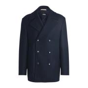 Dubbelborstige heren peacoat blauw Hugo Boss , Blue , Heren