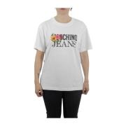 Wit Wijdvallend T-shirt met Logo op Voorkant Moschino , White , Dames