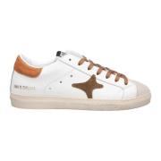 Wit/Cognac Leren Sneakers Aw24 Ama Brand , White , Heren