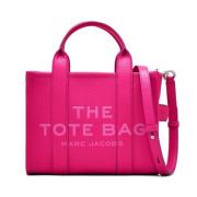 Fuchsia Leren Schoudertas met Logo Marc Jacobs , Pink , Dames