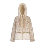 Witte Tweed Donsjas met Capuchon Khrisjoy , White , Dames