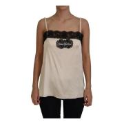 Beige Kant Geborduurde Spaghetti Band Top Dolce & Gabbana , Beige , Da...