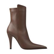 Bruine leren enkellaarzen met schedel Alexander McQueen , Brown , Dame...