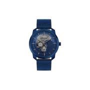 Blauw Heren Leren Analoge Horloge Police , Blue , Heren