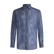 Blauwe Paisley Print Zijden Overhemd Etro , Blue , Heren