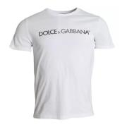 Logo Print Katoenen Crew Neck T-shirt Dolce & Gabbana , White , Heren