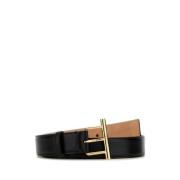 Klassieke Zwarte Leren Riem Alexander McQueen , Black , Dames