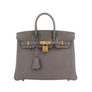 Pre-owned Leather handbags Hermès Vintage , Gray , Dames