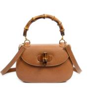 Pre-owned Leather handbags Gucci Vintage , Brown , Dames