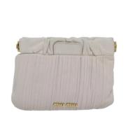 Pre-owned Leather clutches Miu Miu Pre-owned , White , Dames