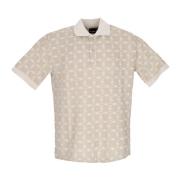 Monogram Jacquard Oversize Polo Shirt Wit Dolly Noire , Beige , Heren