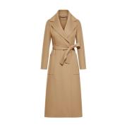 Kameel Wollen Jas Met Ceintuur Silhouet Max Mara Studio , Brown , Dame...