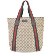 Pre-owned Canvas totes Gucci Vintage , Beige , Dames