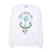 Marmeren Beeld Geborduurde Sweater Casablanca , White , Heren