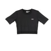 Zwarte Cropped Crewneck Tee met Logo Fila , Black , Dames