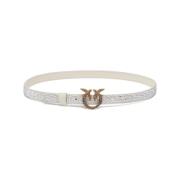 Wit leren Love Birds riem Pinko , White , Dames