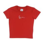 Rode Signature Korte Mouw T-shirt Karl Kani , Red , Dames