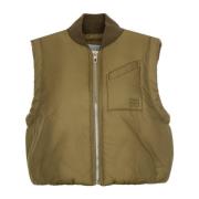 Gewatteerd kort vest met asymmetrische zak Ganni , Green , Dames