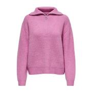 Roze Zip Pullover Trui Only , Pink , Dames