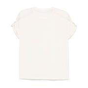 Satijnen Afwerking Panel T-shirt met Faux-Pearl Details Liu Jo , White...