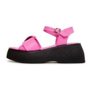 Leren Plateau Sandalen - Fuchsia Cesare Gaspari , Pink , Dames