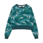 Camo Green Cropped Crew Neck Sweatshirt Dolly Noire , Green , Dames