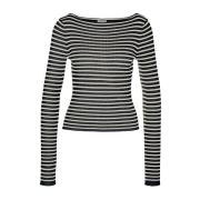 Bootnek gebreide top in zwart/havermout Noisy May , Black , Dames