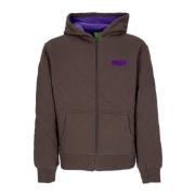 Gewatteerde Rits Hoodie met Thermische Voering HUF , Brown , Heren