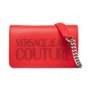 Rode Schoudertas met Geperforeerd Logo Versace Jeans Couture , Red , D...