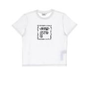 Witte Cropped Tee Korte Mouw T-shirt Fila , White , Dames