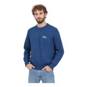 Blauwe Crew Neck Sweater Lacoste , Blue , Heren