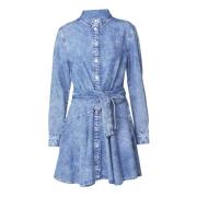 Denim Chambray Jurk Lange Mouwen Tommy Hilfiger , Blue , Dames