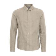 Gestreept shirt in zilver mink melange Casual Friday , Beige , Heren