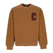 Bruine Crewneck Sweatshirt met Geruite Inzetstukken Carhartt Wip , Bro...