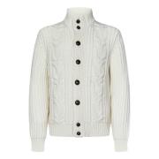 Witte Cashmere Gebreide Bomberjack Malo , White , Heren