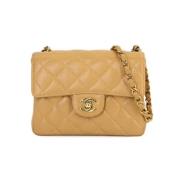 Pre-owned Leather chanel-bags Chanel Vintage , Beige , Dames