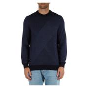 Wollen Crewneck Trui Boss , Blue , Heren