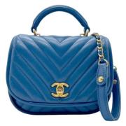 Pre-owned Leather chanel-bags Chanel Vintage , Blue , Dames