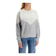 Color-Blocked Sweatshirt met Flocked Logo Isabel Marant Étoile , Gray ...